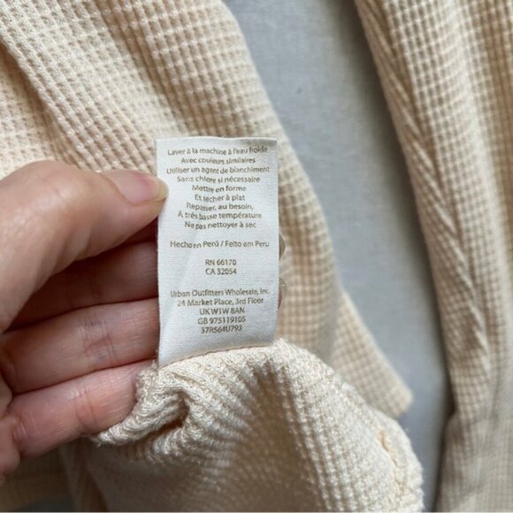 We The Free Cream Waffle Knit Thermal Swing Snowflake Fair Isle Raglan Tee Sz L - Picture 8 of 10